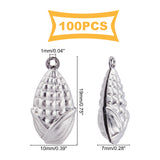 316 Surgical Stainless Steel Pendants, Corn, Stainless Steel Color, 19x10x7mm, Hole: 1mm, 100pcs/box