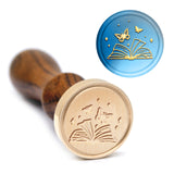 Brass Wax Seal Stamp with Handle, for DIY Scrapbooking, Book Pattern, 89x30mm