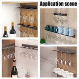 4-Hole Acrylic Wall-Mounted Glass Holder Display Racks, Whiskey Spirits Wine Glass Holder, with Iron Screws, Black, 28x10.7x4.5cm