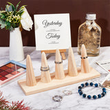 Wood Ring Display Stands, Finger Ring Organizer Holder, with 5Pcs Pointed Cone Ring Holder, Wheat, 20x6x8.4cm