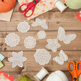 12Pcs 12 Style Computerized Embroidery Lace Self Adhesive/Sew on Patches, Costume Accessories, Appliques, Butterfly & Flower, Mixed Patterns, 33~71x35~71x1~2.5mm, 1pc/style