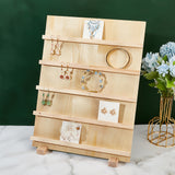 5-Tier Rectangle Wood Slanted Earring Display Card Stands, Jewelry Organizer Holder for Earring Display Cards, Blanched Almond, 30x14.1x40cm