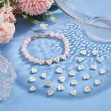 1 Strand Natural White Shell Beads Strands, with Enamel, Heart with Letter A~Z, 8x8x4mm, Hole: 0.9mm, about 26pcs/strand, 7.87 inch(20cm)