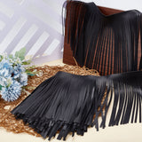 3 Meters PU Imitation Leather Tassels Trimming, for Costume Accessories, Black, 200~250x0.5mm