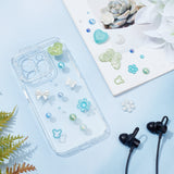 DIY Jewelry Making Kit, Including  Resin Cabochons and Beads, Acrylic Beads, Flower & Butterfly & Ring & Half Round, Green, 3~30x4~41x2~9mm, Hole: 1.4~2.5mm