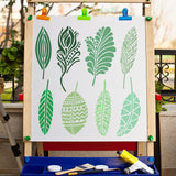 PET Plastic Hollow Out Drawing Painting Stencils Templates, Square, Feather Pattern, 300x300mm