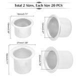 40Pcs 2 Styles Aluminum Candle Cup, for Jar Candle Accessories, Hat Shape, Platinum, 15~18x18~27mm, inner diameter: 12~20mm, 20pcs/style