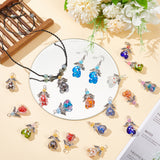 24Pcs 12 Color Handmade Lampwork & Alloy & Acrylic Pendants, Angel Charms, with Iron Loops, Mixed Color, 31x21x10mm, Hole: 3.5mm, 2Pcs/color