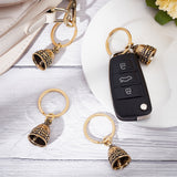 Christmas Brass Bell Pendant Keychain, with Brass Findings, Antique Golden, 5.2cm