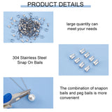 304 Stainless Steel Snap on Bails, Stainless Steel Color, 7x6.5x3mm, 300pcs/box