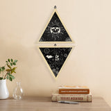 Custom Plywood Pendulum Board, Wall Hanging Ornament, for Witchcraft Wiccan Altar Supplies, Triangle with Mixed Patterns, Black, 250x215x6mm, 2 styles, 1pc/style, 2pcs/set