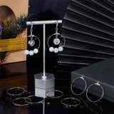 304 Stainless Steel Hoop Earring Findings, Ring, Stainless Steel Color, 21 Gauge, 35.5x31~32x0.7mm, Hole: 1mm, 50pcs/box