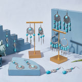 DIY Gemstone Dangle Earring Making Kit, Including Flower & Feather & Leaf Alloy Pendants & Links & Beads, Round & Teardrop Synthetic Beads, Brass Earring Hooks, Turquoise, 235Pcs/box