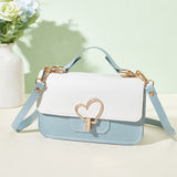 DIY Women's Crossbody Bag Kits, Include Imitation Leather Fabric, Magnetic Clasp, Heart Lock, Screwdriver, Sky Blue, 2.2~89x0.15~19.8x0.1~0.85cm