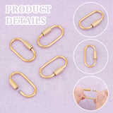 Ion Plating(IP) 304 Stainless Steel Screw Carabiner Lock Charms, Oval Keychain Clasps for Necklaces Making, Golden, 26x14x4mm, Screw: 8x4mm, 4pcs/box