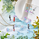 Acrylic Pendants, with Golden Plated Brass Loops and ABS Plastic Imitation Pearl, Umbrella, Cornflower Blue, 20~21x20x20mm, Hole: 1.6mm, 24pcs/box