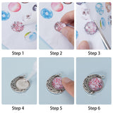 DIY Pendant Making, with Alloy Pendant Cabochon Settings and Clear Glass Cabochons, Antique Bronze & Antique Silver, Settings: 30.5~39x26~33.5x3.5mm, Hole: 2mm, Cabochons: 17.5~18mm and 24.5~25mm, 48pcs/set
