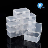 Polypropylene(PP) Plastic Boxes, Bead Storage Containers, with Hinged Lid, Rectangle, White, 5.8x8.35x3.65cm,  Inner Size: 7.7x5.1cm, 8pcs/box