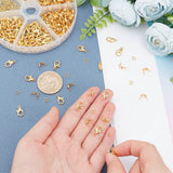 200Pcs Brass End Bead Tips, 100Pcs Zinc Alloy Lobster Claw Clasps, and 200Pcs Iron Open Jump Rings, Golden, 12x6mm, Hole: 1.2mm, 100pcs