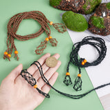 2sets 2 Colors Adjustable Braided Waxed Cord Macrame Pouch Necklace Making, Interchangeable Stone, with Wood Beads, Mixed Color, 90cm, 3pcs/set, 1sets/color