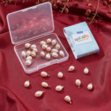 Natural Pearl Charms, with Light Gold Tone Brass Loops, Rice, White, 11~12.5x6~7mm, Hole: 1.5mm, 30pcs/box