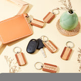 Wooden Keychain, with Stainless Steel Key Rings, Rectangle, Bisque, 8.3cm, 12pcs/box