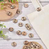 Undyed Wood Connectors Charms, Laser Cut, Falt Round with Word Handmade, Blanched Almond, 20x3.5mm, Hole: 3x7mm, 200pcs/bag