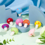 8pcs 8 Colors Handwork Felt Needle Felting Mushroom Ornaments, for Home Decoration Display, Mixed Color, 36~41x32~34mm, 1pc/color