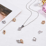 Alloy Charms, with Cubic Zirconia, Mixed Color, 7.4x7.2x1.7cm, 70pcs/box