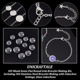 DIY Link Bracelets Making Kits, Including 24Pcs 304 Stainless Steel Bracelet Making and Glass Cabochons, Stainless Steel Color, 24pcs/set