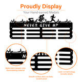 Word Never Give Up Sports Theme Iron Medal Hanger Holder Display Wall Rack, with Screws, Triathlon Pattern, 150x400mm