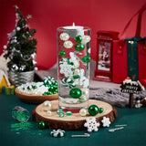 DIY Christmas Vase Fillers for Centerpiece Floating Pearls Candles, Including Candy Cane Polymer Clay & Plastic Round Beads, Snowflake Resin Cabochons, PVC Nail Art Sequins, Green
