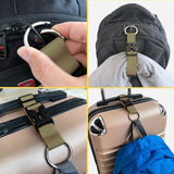 2Pcs Polyester Luggage Straps, Adjustable Suitcase Belt Straps Accessories for Connecting Luggage, with Iron Loose Leaf Binder Hinged Rings & Plastic Side Release Buckle, Olive Drab, 155~200x33x11mm