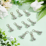 32Pcs 304 Stainless Steel Bell Charm Decorations, with Alloy Swivel Lobster Claw Clasps, Swivel Snap Hook, Stainless Steel Color, 47mm, Bell: 13x10mm