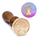 Brass Wax Seal Stamp with Handle, for DIY Scrapbooking, Tree Pattern, 89x30mm