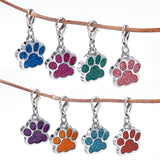 Alloy Enamel Pendant Decorations, with Zinc Alloy Lobster Claw Clasps and 304 Stainless Steel Jump Ring, Dog Paw Print, Mixed Color, 30mm