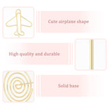 Iron Name Card Holder, Plane-shaped Photo Memo Holders, for Wedding, Birthday Party Table Number Sign, Light Gold, 100x42mm