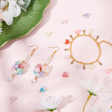 200Pcs 2 Style Transparent Acrylic Charms, with ABS Plastic Imitation Pearl Beads and Golden Tone Brass Findings, Flower, Mixed Color, 11x9.5mm, Hole: 1.6mm, 100pcs/style