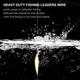 Steel Fishing Wire Leaders, Fishing Line Wire Leaders with Swivels and Snaps, Green, 185~342mm, 100pcs/set