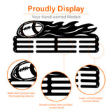 Sports Theme Iron Medal Hanger Holder Display Wall Rack, with Screws, Rugby Pattern, 150x400mm