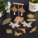 80Pcs 8 Style Iron Filigree Joiners Links, Mixed Shapes, Golden, 22~51x30~81x0.5~3mm, 10pcs/style