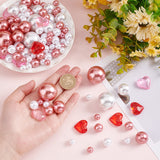 Vase Filler Kits, included Round Plastic Imitation Pearl Beads, Heart Acrylic Beads for Floating Candles Making, Mixed Color, 9.5~29mm, about 168pcs/bag