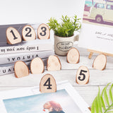 Rustic Table Number Display Kit, including 10Pcs Wooden Cutouts Ornaments, 1 Sheet Paper Stickers, Number 1~10, for Party, Wedding, Festival, BurlyWood, Wood: 3.5~4.1x3.5~4.3x3.1~3.6cm, Stickers: 30x3.7x0.05cm