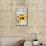 Iron Sign Posters, Vertical, for Home Wall Decoration, Rectangle, Sunflower Pattern, 300x200x0.5mm