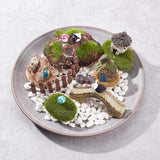 Succulent Micro Landscape Dollhouse Ornaments, including Resin Imitation Stone House, Bridge, Stairs, Imitation Wood Stumps, Fences, Sheeps, Mushrooms, Mixed Color, 10~47x11~105x4~40mm, 26pcs/bag