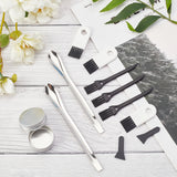 22Pcs Grinding Smoke Tools, Including Stainless Steel Spoon, Plastic Brush & Pollen Scrapers, Black, 83x13.8x4mm, 22pcs/bag