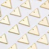 Brass Charms, Triangle, Real 18K Gold Plated, 14x12x1mm, Hole: 0.5mm, 30pcs/box