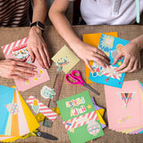 DIY Teachers' Day Theme Envelope & Card Kids Craft Kits, including Envelope, Paperboard and Rectangle Konfetti, Silk Ribbon, Rhinestone and Paper Accessories, Mixed Color, 180x125x0.4mm
