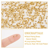 600Pcs Rack Plating Brass Spacer Beads, Long-Lasting Plated, Round, Real 18K Gold Plated, 3x2.7mm, Hole: 1.2mm