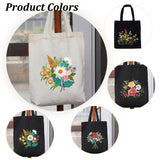 DIY Flower Pattern Tote Bag Embroidery Making Kit, Including Embroidery Needles & Thread, Cotton Cloth Bag, Plastic Embroidery Frame, White, 615mm